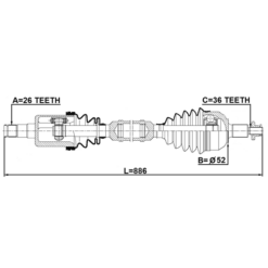Alternative view of CV AXLE SHAFT ASSEMBLY RIGHT 26X870X36