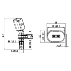 Alternative view of ABS SENSOR FRONT LEFT