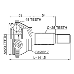 Alternative view of OUTER CV JOINT REAR 20X52.7X25