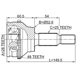 Alternative view of OUTER CV JOINT REAR 28X52.6X25