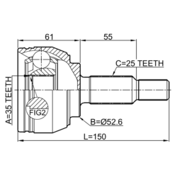 Alternative view of OUTER CV JOINT 35X52.6X25