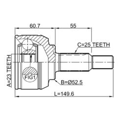 Alternative view of OUTER CV JOINT 23X52.5X25