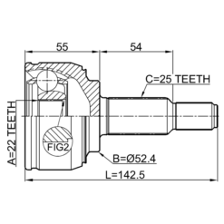 Alternative view of OUTER CV JOINT 22X52.4X25