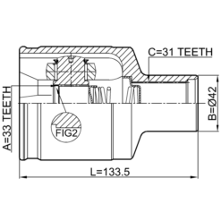 Alternative view of INNER CV JOINT RIGHT 33X35.7X31