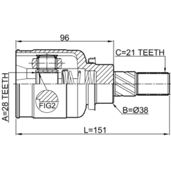 Alternative view of REAR INNER CV JOINT 28X38X21