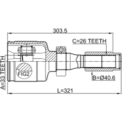 Alternative view of INNER CV JOINT RIGHT 33X40.6X26
