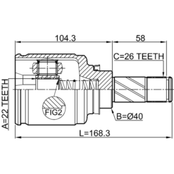 Alternative view of INNER CV JOINT LEFT 22X40X26
