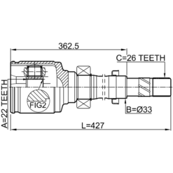 Alternative view of INNER CV JOINT RIGHT 22X33X26