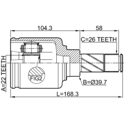 Alternative view of INNER CV JOINT LEFT 22X39.7X26