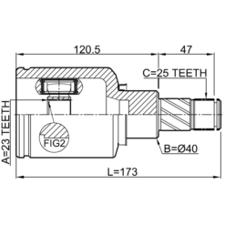 Alternative view of INNER CV JOINT LEFT 23X40X25