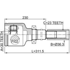 Alternative view of INNER CV JOINT RIGHT 30X36.3X23
