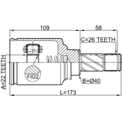Alternative view of INNER CV JOINT LEFT 22X40X26