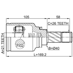 Alternative view of INNER CV JOINT RIGHT 21X40X26