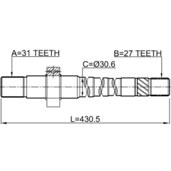 Alternative view of AXLE HALF SHAFT RIGHT 27X429X31
