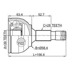 Alternative view of OUTER CV JOINT 39X58.5X28