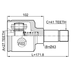 Alternative view of INNER CV JOINT LEFT 27X43X41