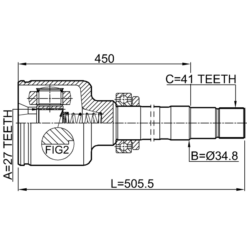 Alternative view of INNER CV JOINT RIGHT 27X34.8X41