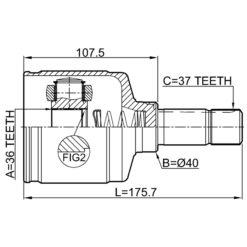 Alternative view of INNER CV JOINT LEFT 36X40X37
