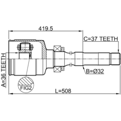 Alternative view of INNER CV JOINT RIGHT 36X32X37