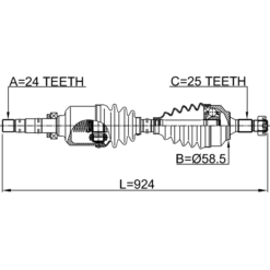 Alternative view of FRONT CV AXLE SHAFT RIGHT 24X965X25
