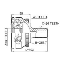 Alternative view of OUTER CV JOINT 33X57X36