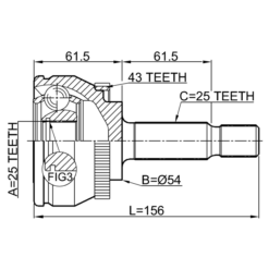Alternative view of OUTER CV JOINT 25X54X25