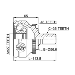 Alternative view of OUTER CV JOINT 27X57X36