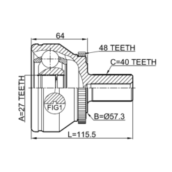Alternative view of OUTER CV JOINT 27X57.4X40