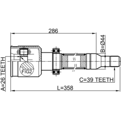 Alternative view of INNER CV JOINT RIGHT 26X44X39