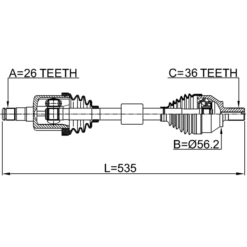 Alternative view of FRONT CV AXLE SHAFT LEFT 26X535X36