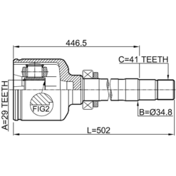 Alternative view of INNER CV JOINT RIGHT 29X34.8X41