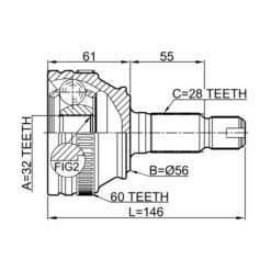 Alternative view of OUTER CV JOINT 32X56X28