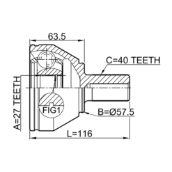 Alternative view of OUTER CV JOINT 27X57.3X40