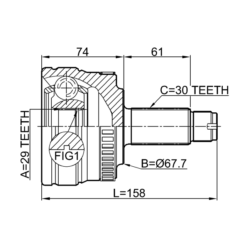 Alternative view of OUTER CV JOINT REAR 29X67.6X30