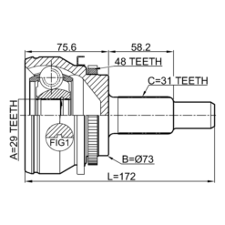 Alternative view of OUTER CV JOINT REAR 29X73X31