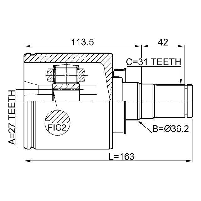 INNER CV JOINT LEFT 27X36X31 - Image 2