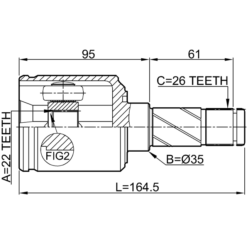 Alternative view of REAR INNER CV JOINT 22X35X26