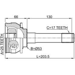 Alternative view of OUTER CV JOINT 25X53X17