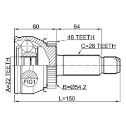 Alternative view of OUTER CV JOINT REAR 22X54X28