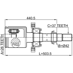 Alternative view of INNER CV JOINT RIGHT 26X42X37