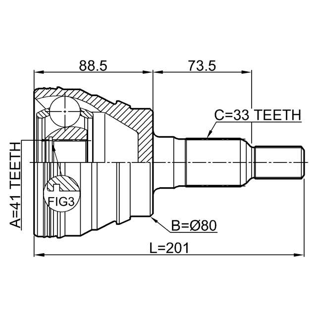 OUTER CV JOINT 41X80X33 - Image 2