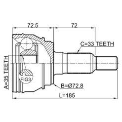 Alternative view of OUTER CV JOINT 35X72.8X33