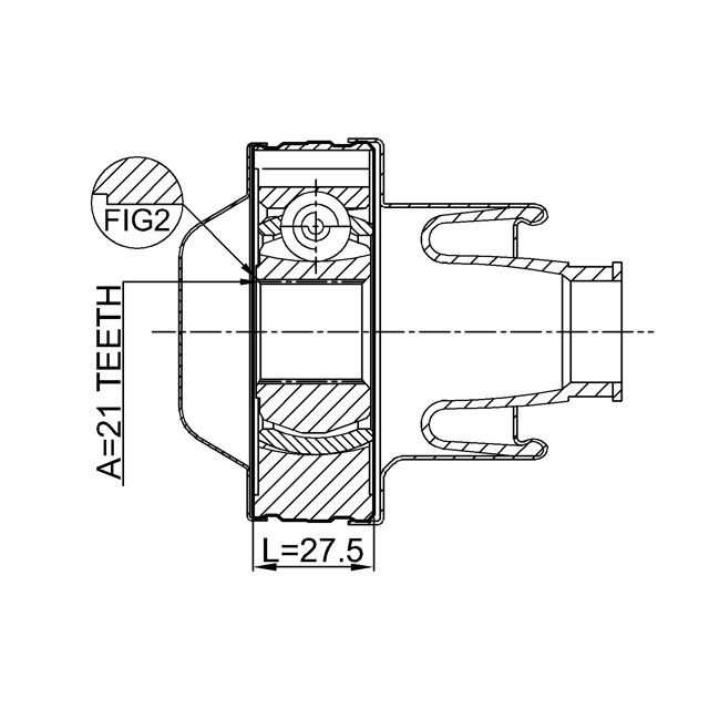 PROPSHAFT REAR CV JOINT 21X74 - Image 2