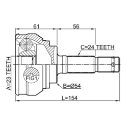 Alternative view of OUTER CV JOINT 23X54X24