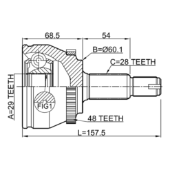 Alternative view of OUTER CV JOINT 29X60.1X28