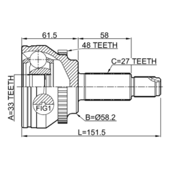 Alternative view of OUTER CV JOINT 33X58.2X27