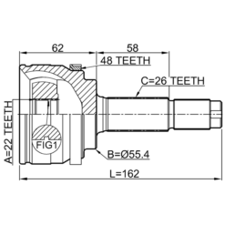 Alternative view of OUTER CV JOINT 22X55.2X26 SC70734
