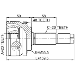 Alternative view of OUTER CV JOINT 23X55.4X26 SC70429