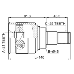 Alternative view of INNER CV JOINT 21X45X25
