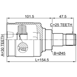 Alternative view of INNER CV JOINT RIGHT 30X45X25